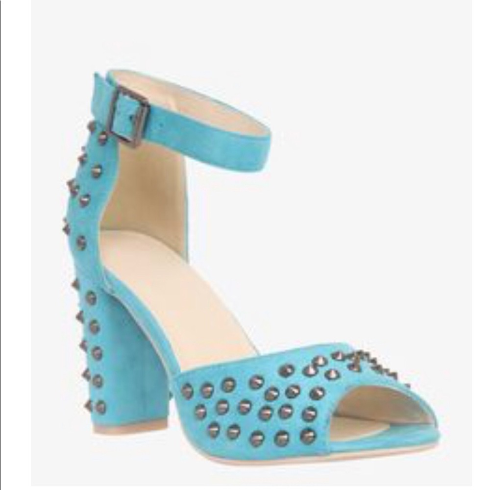Suede Turquoise Stud Heels